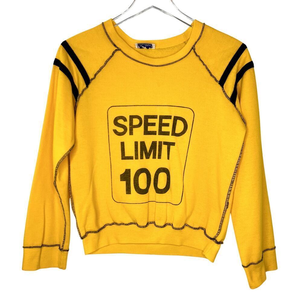 Vintage Ballet New York Yellow Speed Limit 100 Graphic Printed Sweatshirt SMALL